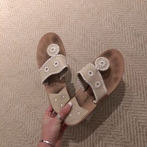 Tan and White Jack Rogers